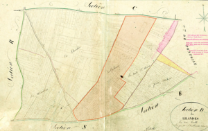 Cartographie des Linandes du cadastre, en 1813 - voir en plus grand, .PNG 1 Mo (fenêtre modale)
